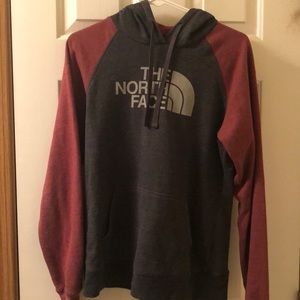 North Face color block hoodie